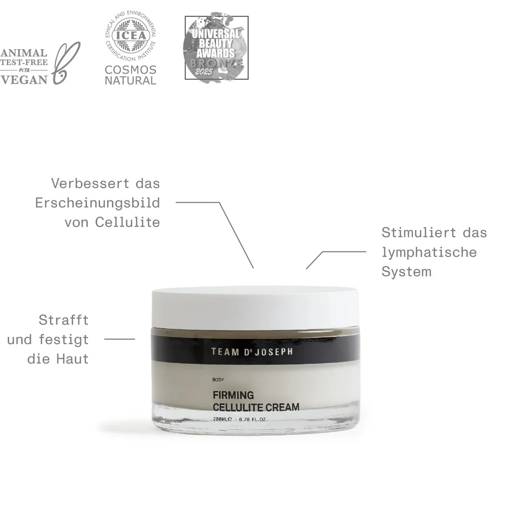 Firming Cellulite Cream von Team Dr Joseph - Zertifizierungen und Wirkung