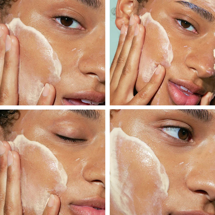 Cleansing Balm von Mádara - vier Aufnahmen vom Balm auf der Haut