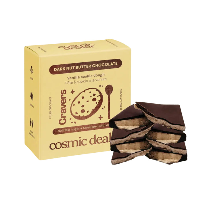 Cosmic Dealer Vanilla Cookie Dough Chakra Chocolates mit Haselnuss-Vanille-Füllung