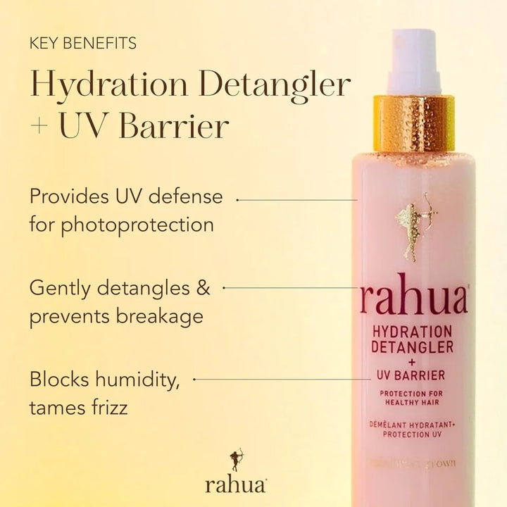 Entwirren der Haarlängen mit Rahua Hydration Detangler + UV Barrier für glattes, gepflegtes Haar
