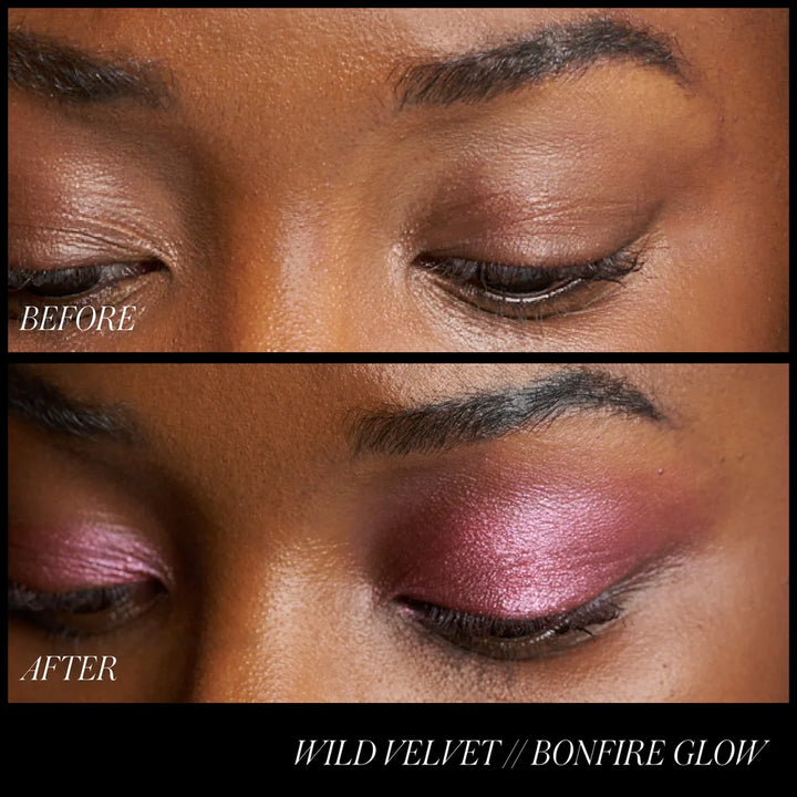 Wild Velvet Before & After: RMS Beauty ReDimension Hydra Eyes Quartet Wild Velvet - Vorher-Nachher-Vergleich des Augen-Make-ups