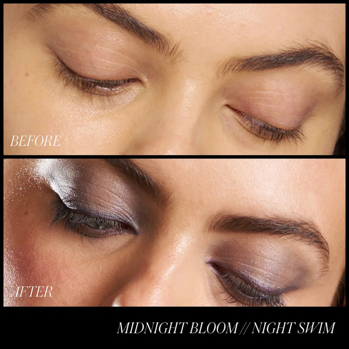 Midnight Bloom Before & After: RMS Beauty ReDimension Hydra Eyes Quartet Midnight Bloom - Vorher-Nachher-Vergleich des Augen-Make-ups