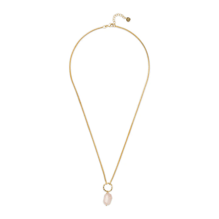 Awareness Rose Quartz Necklace von A Beautiful Story - handgefertigte Halskette mit Rosenquarz-Anhänger