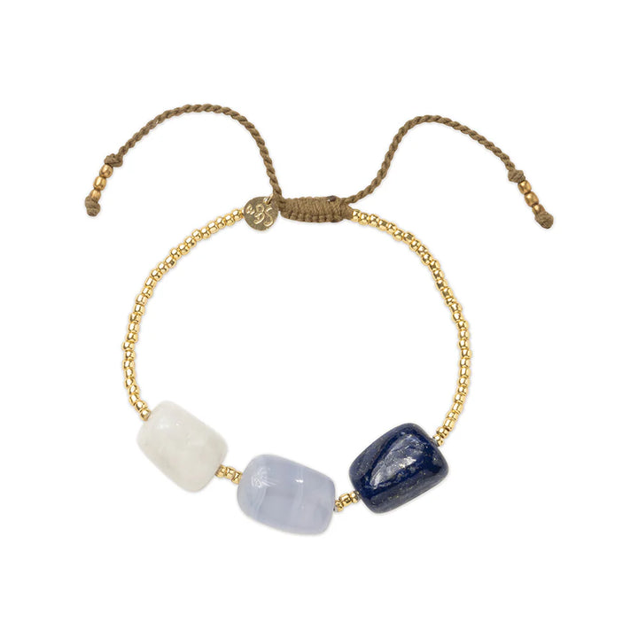 Desirable Blue Lace Agate Bracelet von A Beautiful Story - Armband mit Spitzenachat Mondstein Lapis Lazuli