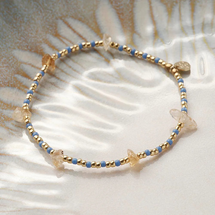 Citrin Armband Flashy mit Glasperlen - nachhaltiger handgemachter Schmuck aus Nepal
