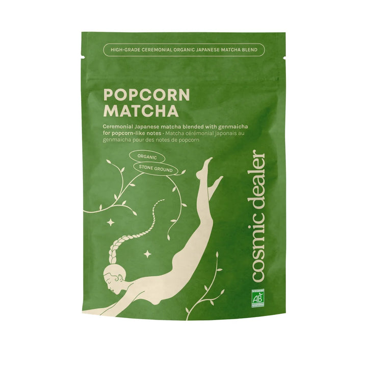 Cosmic Dealer Popcorn Matcha in der grünen 60-g-Verpackung