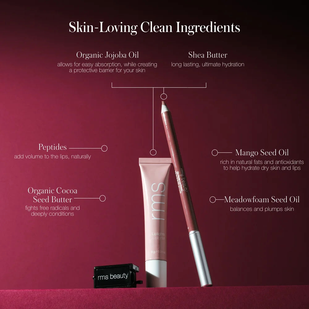 RMS Beauty The Line + Shine Kit mit Morning Dew Lipliner und Liplights Bare