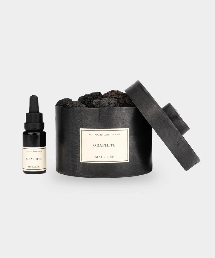 Mad et Len Graphite Raumduft mit 15 ml Parfum-Refill und Lavasteinen