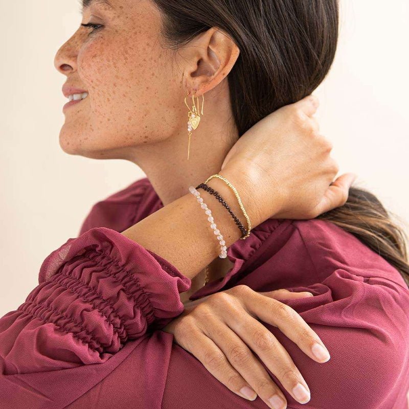 Beloved Rose Quartz Gold Colored Bracelet Model