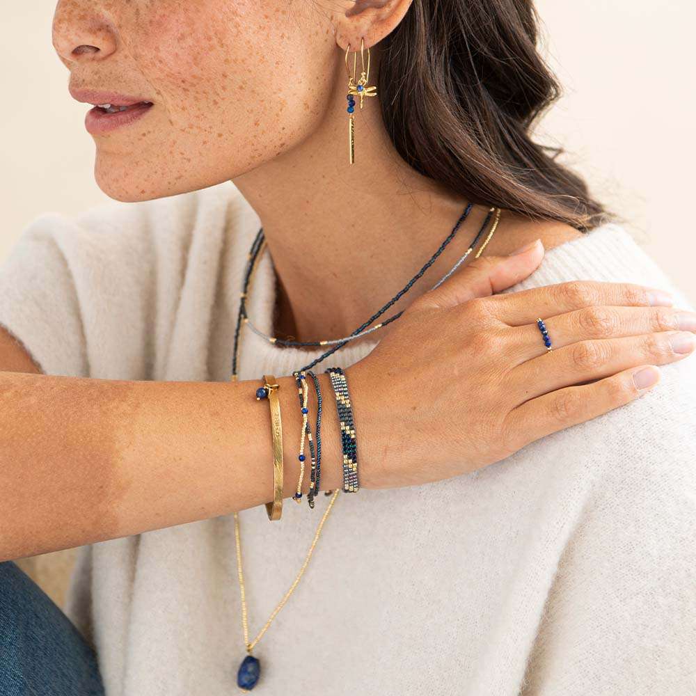 Pure Lapis Lazuli Gold Plated Bracelet - Blanda Beauty
