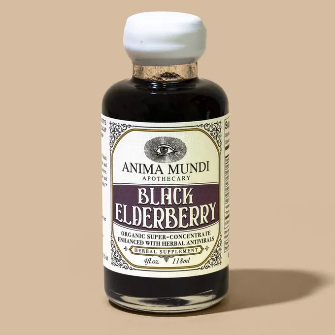 Black Elderberry Syrup - beige background
