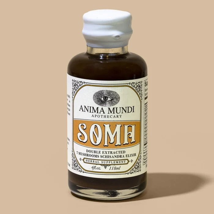 Anima Mundi Soma Elixir mit 7 Vitalpilzen und Schisandra - beige background