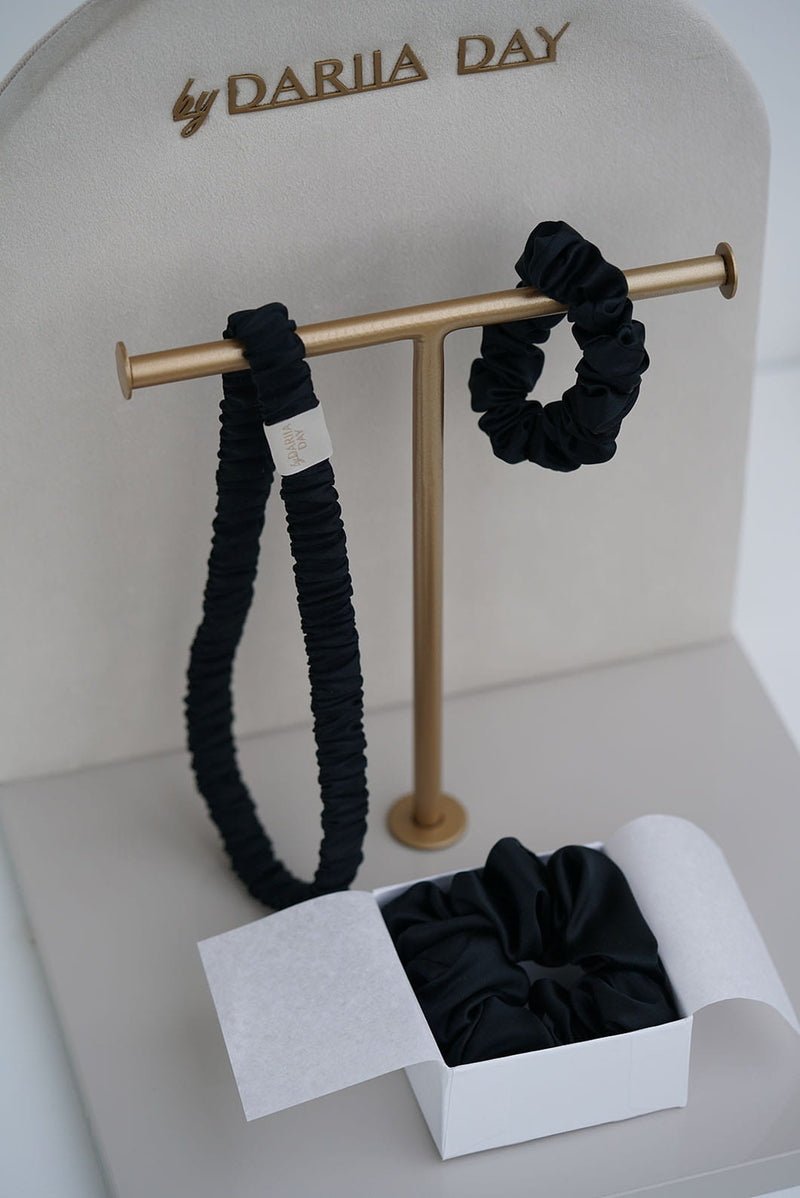 Silk Headband Midnight Black Collection - Seidenhaarband mit passenden Accessoires