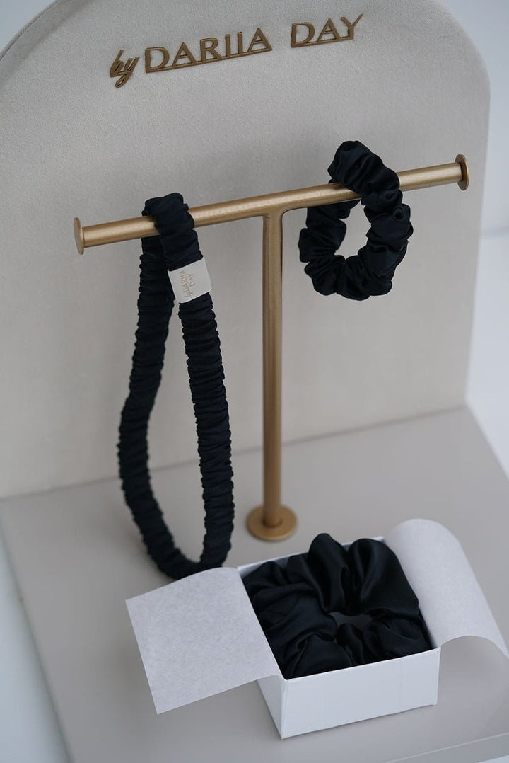 Silk Headband Midnight Black Collection - Seidenhaarband mit passenden Accessoires