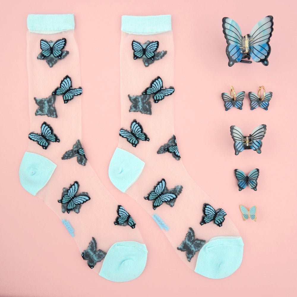 Coucou Suzette Blue Butterfly Earrings - Butterfly Kollektion