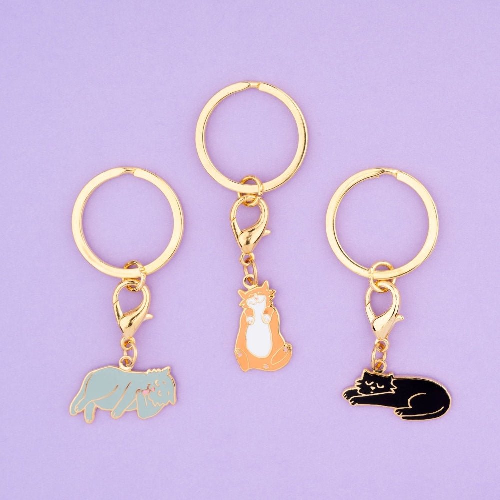 Coucou Suzette Grey Cat Key Ring / Pet Tag - Cat Tag Collection