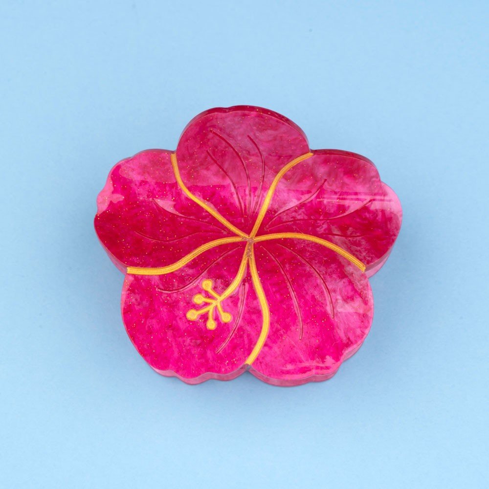 Coucou Suzette Hibiscus Hair Claw - Produktbild türkiser Hintergrund
