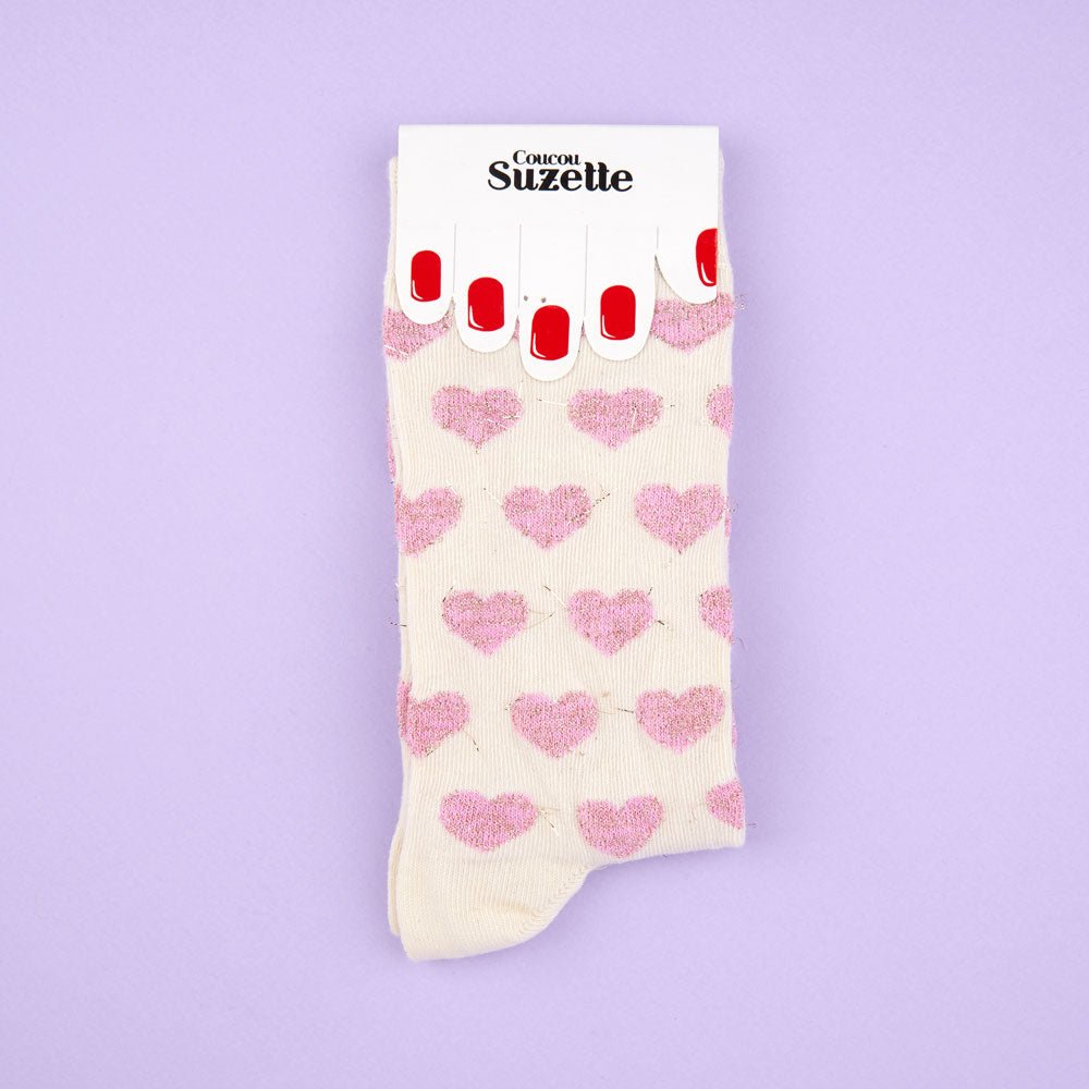 Coucou Suzette Pink Heart Socks - Verpackung