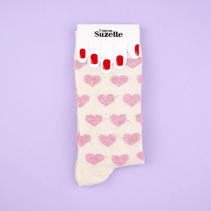 Coucou Suzette Pink Heart Socks - Verpackung