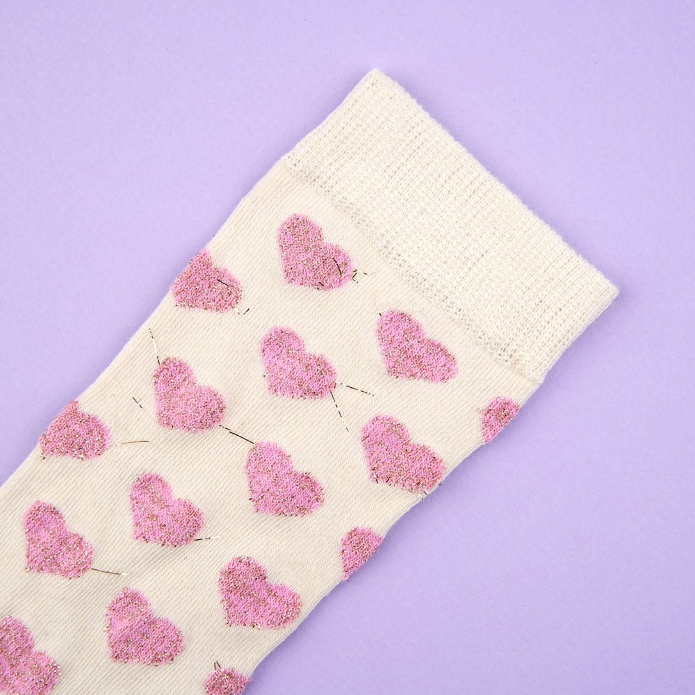 Coucou Suzette Pink Heart Socks - Details