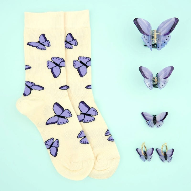 Coucou Suzette Purple Butterfly Socks - Butterfly Kollektion