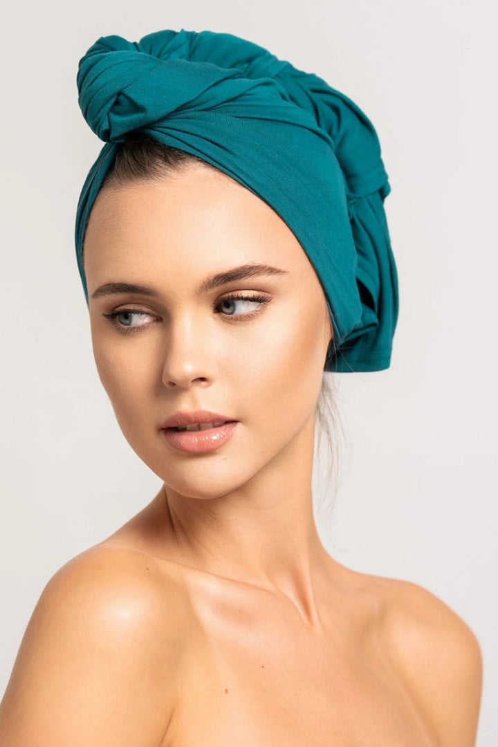 Curly'N'Covered Bambus Haar Handtuch in Petrol für Locken und Plopping
