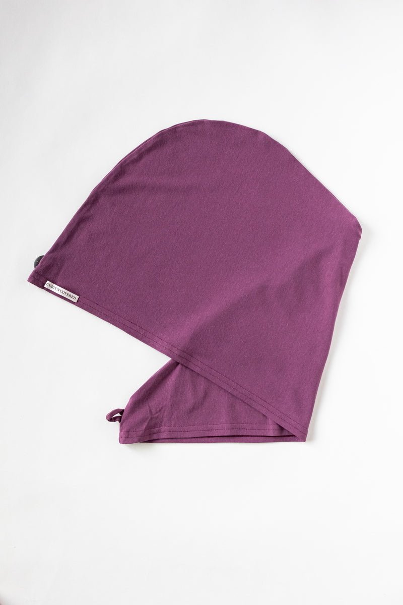 Bambus Turban Handtuch mit Knopf | Rot flat