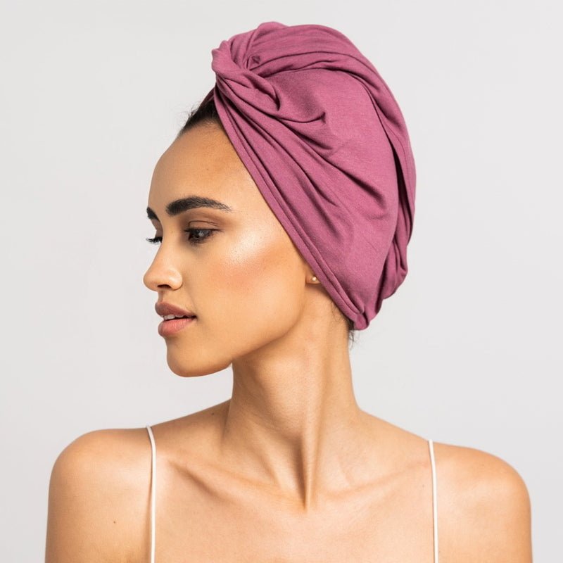 Bambus Turban Handtuch mit Knopf | Rot Model 3