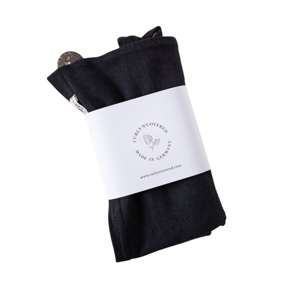 Bambus Turban Handtuch mit Knopf | Schwarz