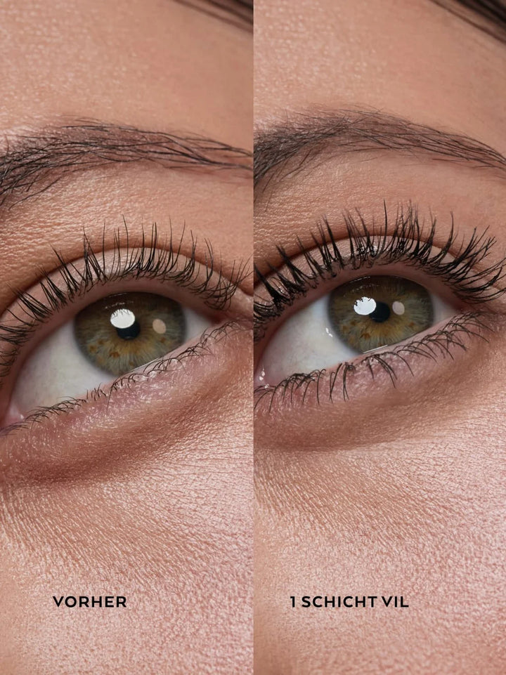 UND GRETEL VIL Mascara – Vorher-Nachher-Vergleich der Wimpern