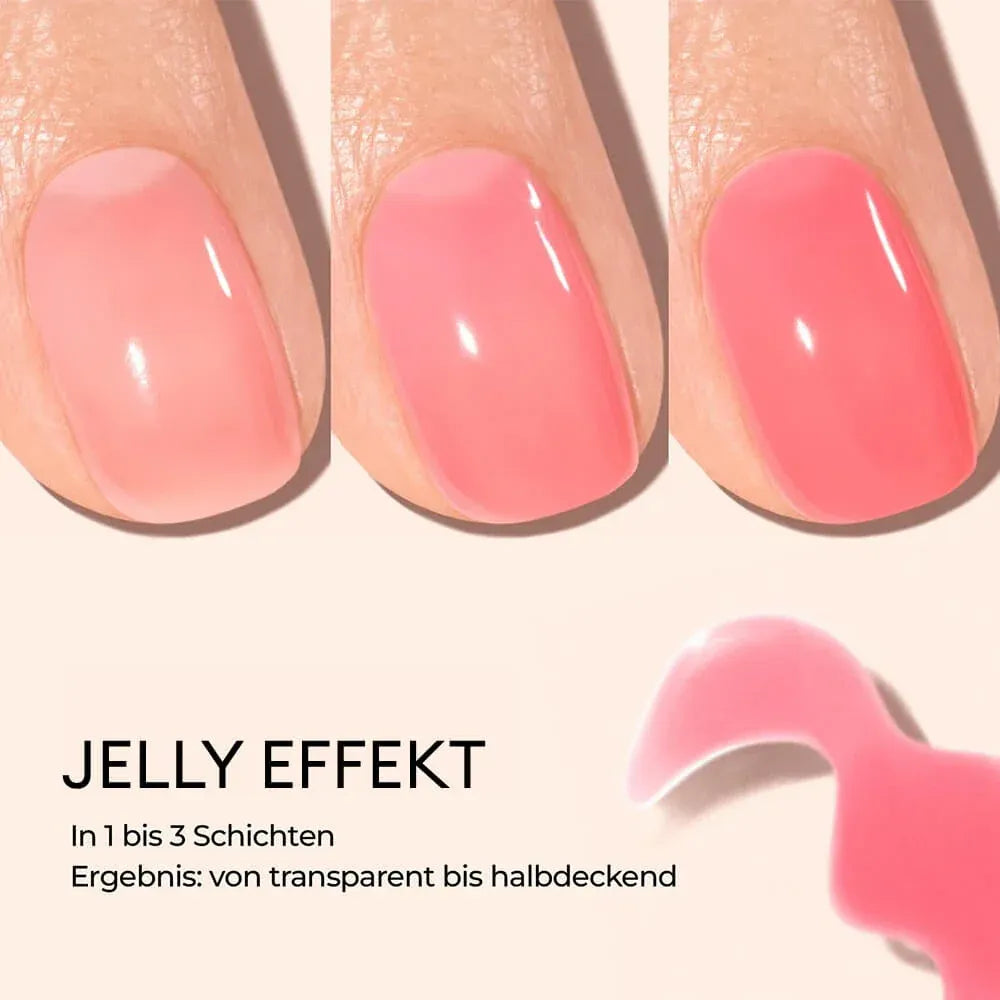 Manucurist Jelly Effekt auf den Nägeln mit zart transparentem glänzendem Pink-Finish