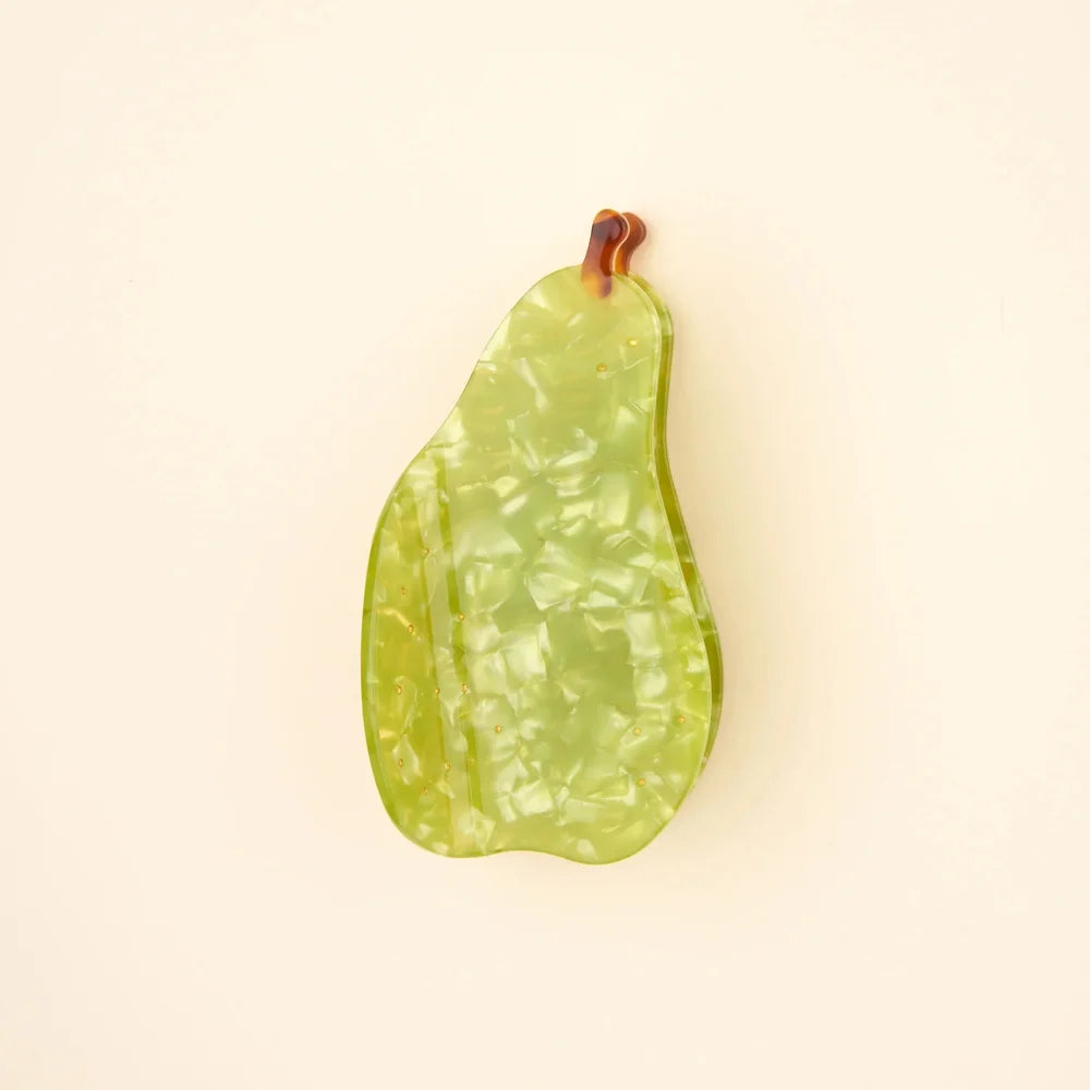 Grüne Pear Hair Claw von Coucou Suzette aus schimmerndem Cellulose-Acetat
