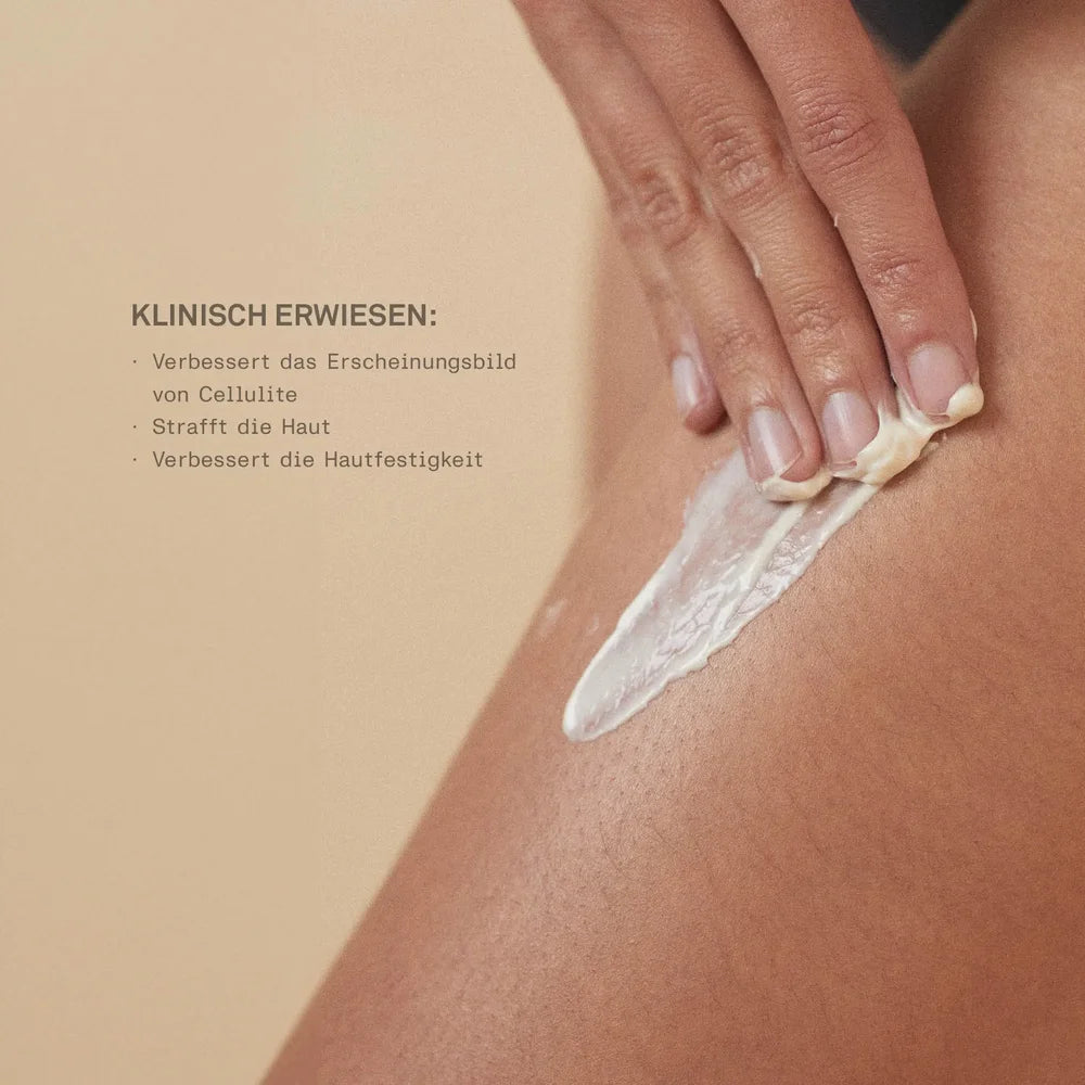 Firming Cellulite Cream von Team Dr Joseph - aufgetragene Creme, klinisch erwiesene Wirkung