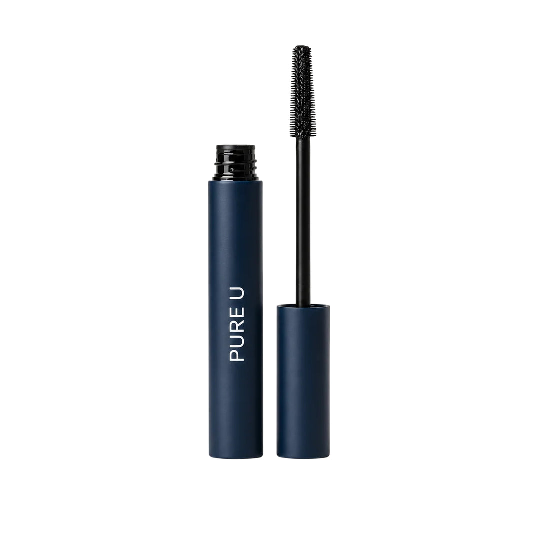 Pure U. Pure Lengthening Mascara 5 g – schwarze Mascara in dunkelblauer Hülse mit Silikonbürstchen