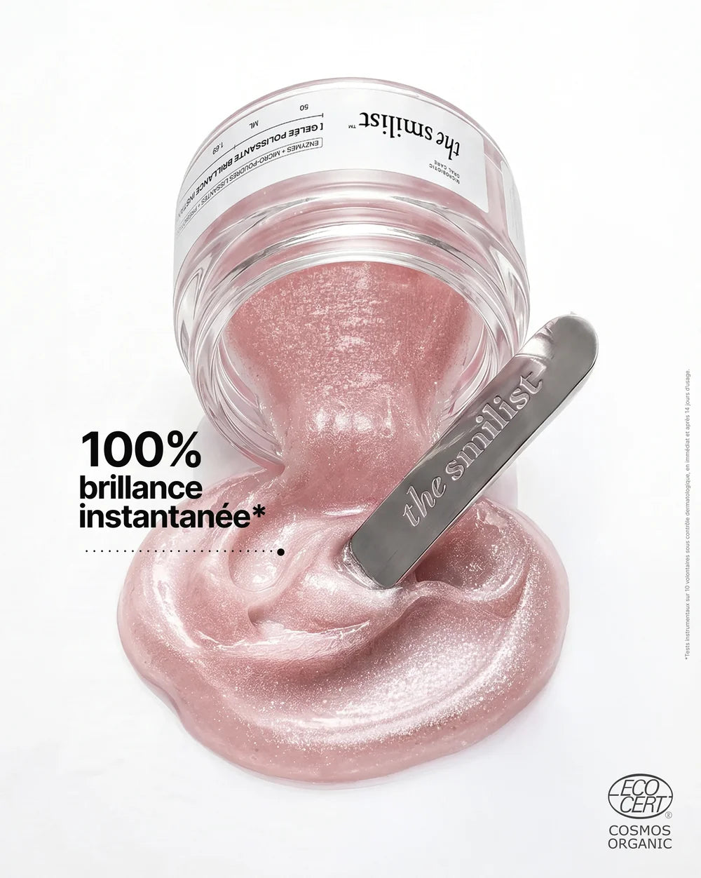 Instant Shine Polishing Jelly von The Smilist - Textur, Produkt auf Seite gelegt und geöfnet
