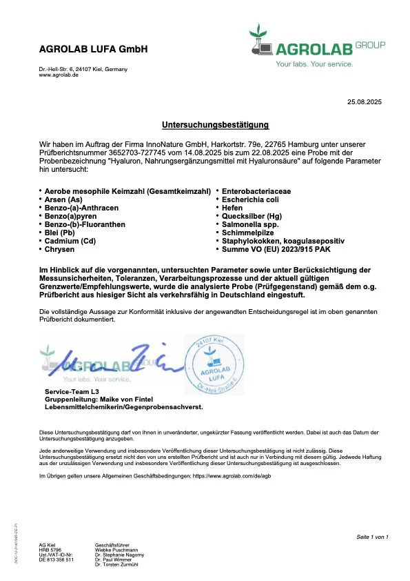 Hyaluron Kapseln - Prüfbericht