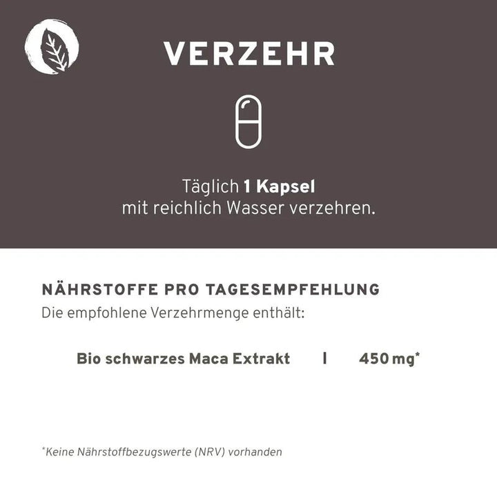 Innonature Bio schwarzes Maca-Extrakt Kapseln - Verzehrempfehlung