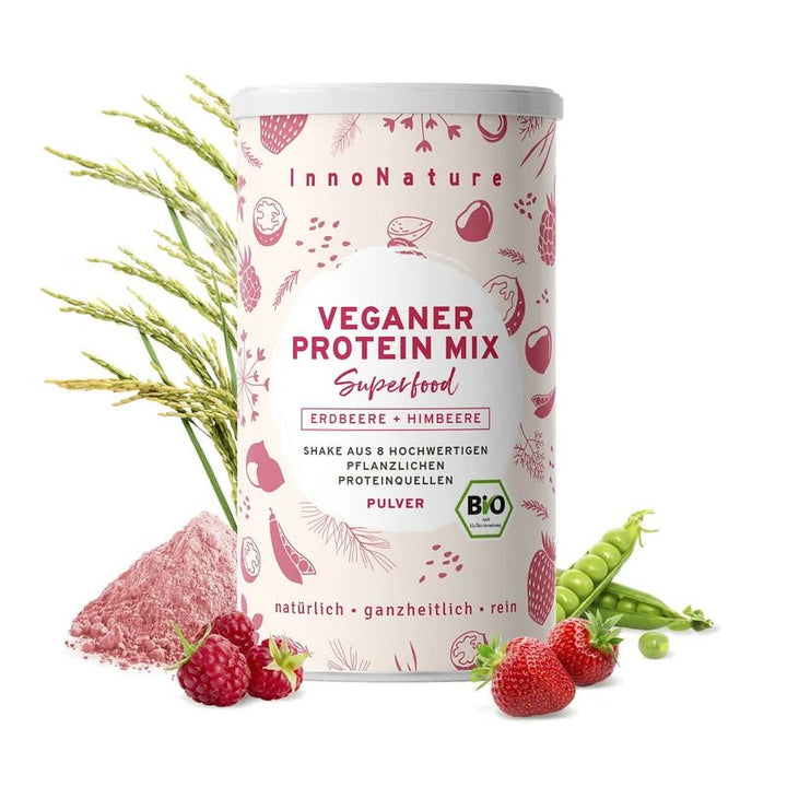 Veganer Protein Mix Erdbeere + Himbeere 450 g - Blanda Beauty