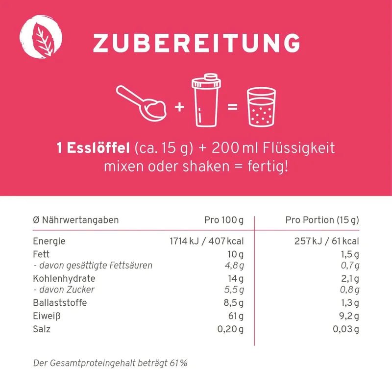 Veganer Protein Mix Erdbeere + Himbeere 450 g - Blanda Beauty
