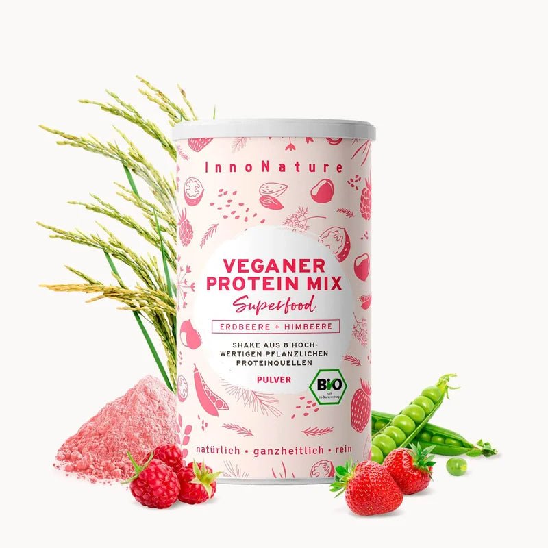 Veganer Protein Mix Erdbeere + Himbeere 450 g - Blanda Beauty