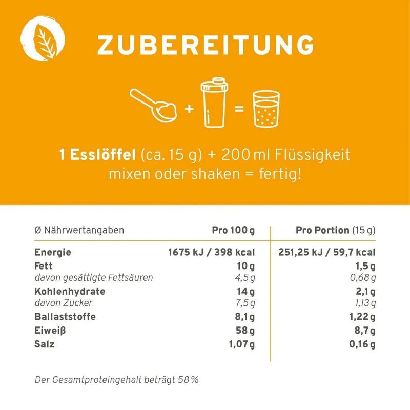 Innonature Veganer Protein Mix Mango Maracuja - Zubereitung und Nährwerte