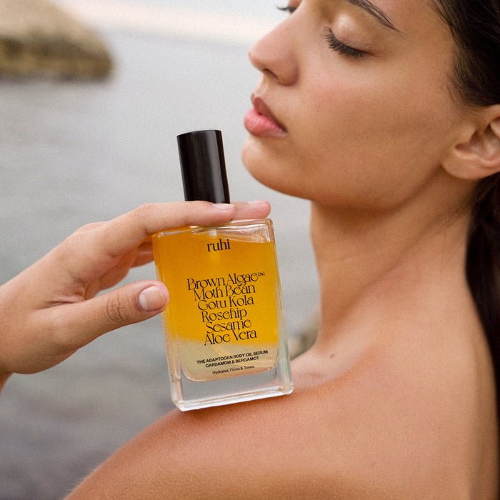 Ruhi The Adaptogen Body Oil Serum - on shoulder