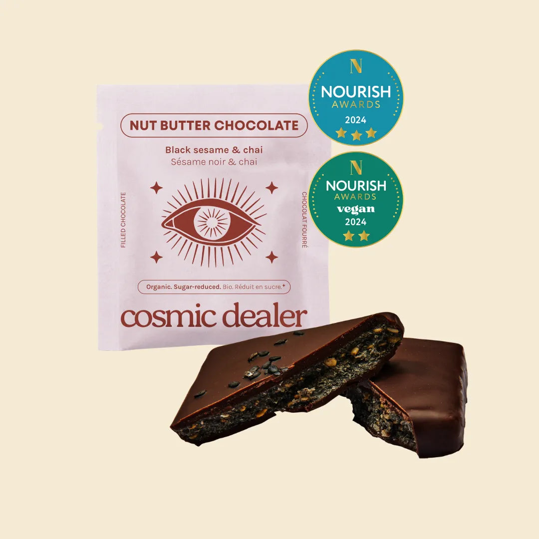 Cosmic Dealer Black Sesame & Chai Chakra Chocolates mit schwarzem Sesam - Single