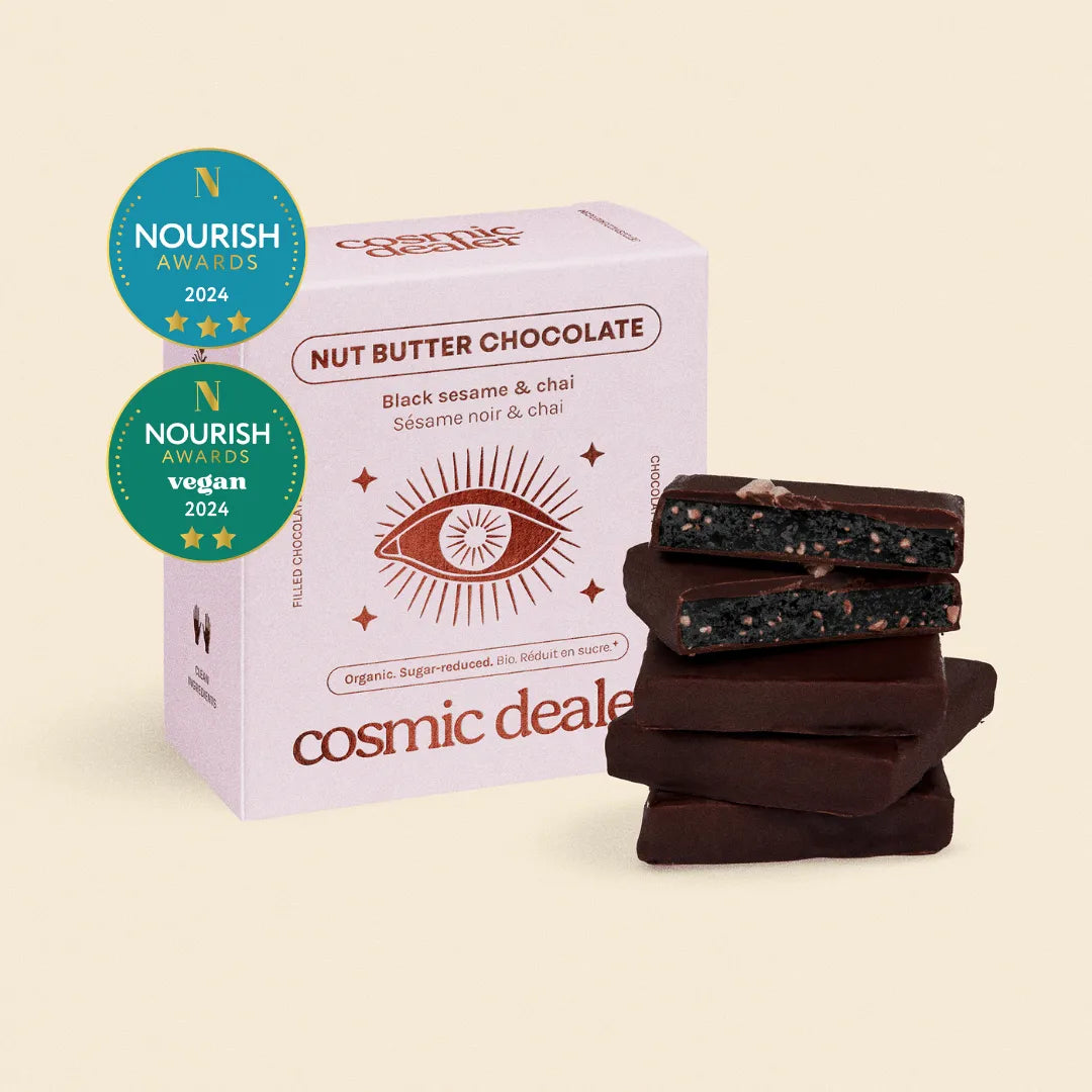 Cosmic Dealer Black Sesame & Chai Chakra Chocolates mit schwarzem Sesam