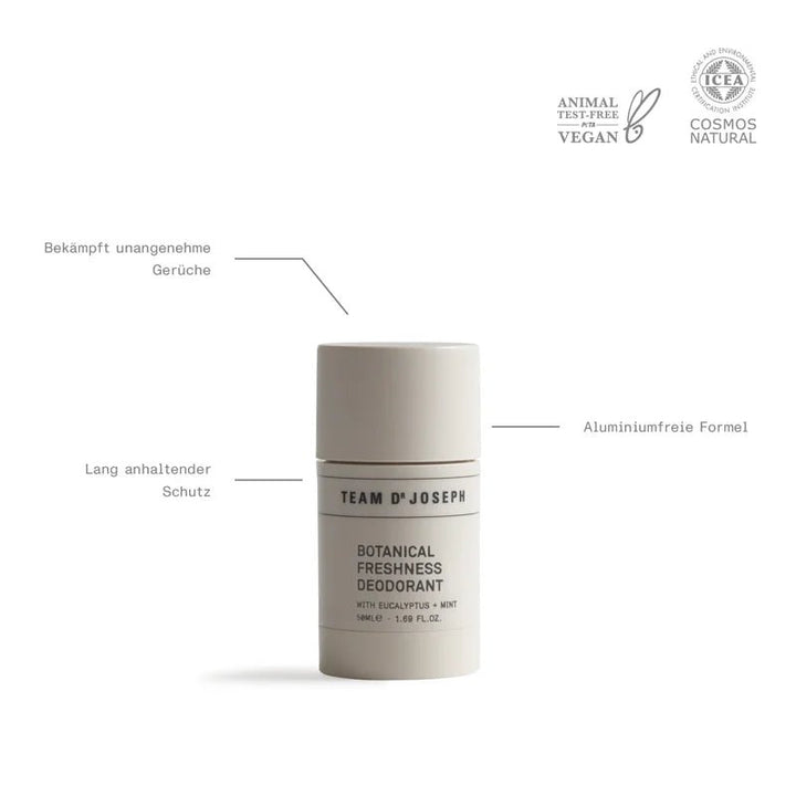 Team Dr. Joseph Deo Stick Botanical Freshness Vorteile ohne Aluminium