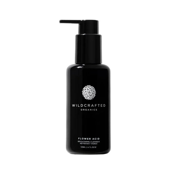 Wildcrafted Organics Flower Acid Brightening Cleanser 120ml Flasche mit Pumpspender auf weißem Hintergrund
